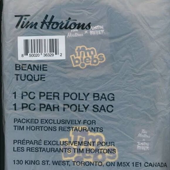 GAZA FUNDRAISER NWT Limited Edition Justin Bieber Tim Hortons Beanie - Picture 3 of 4